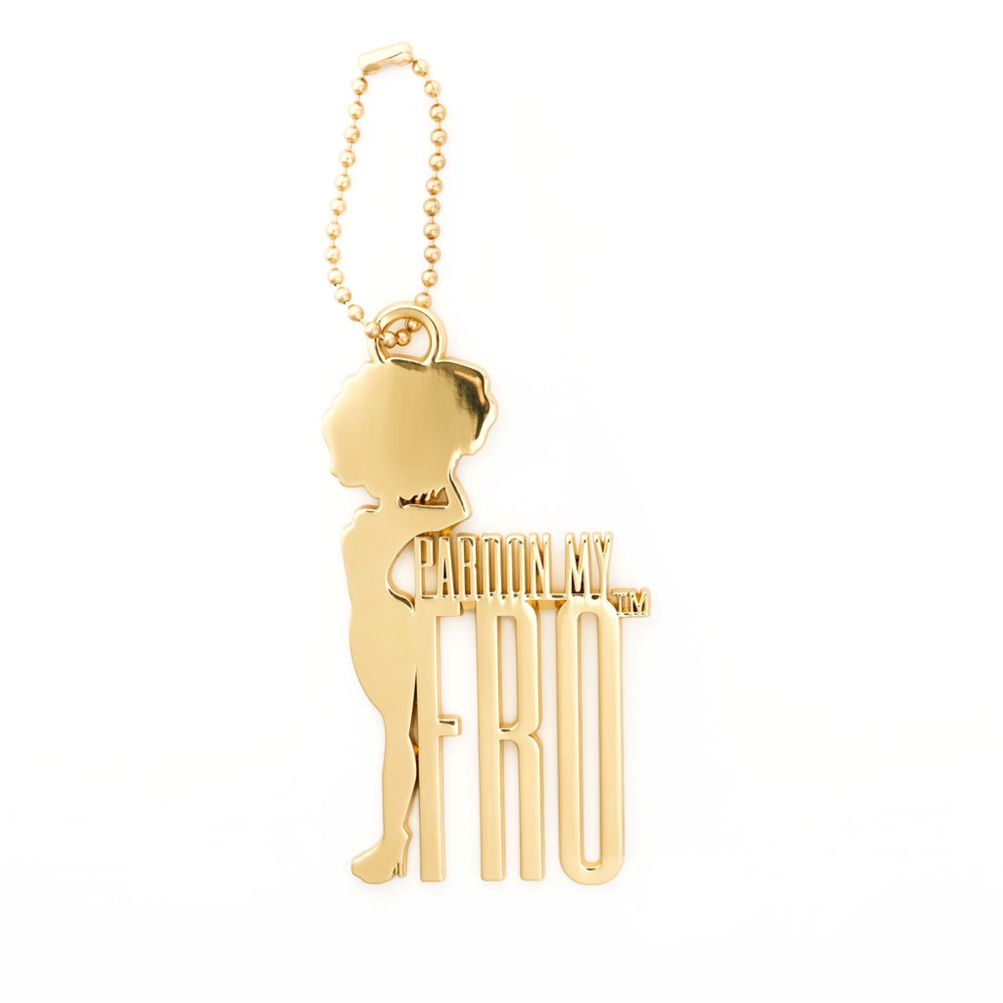 Pardon My Fro Gold Logo Bag Charm