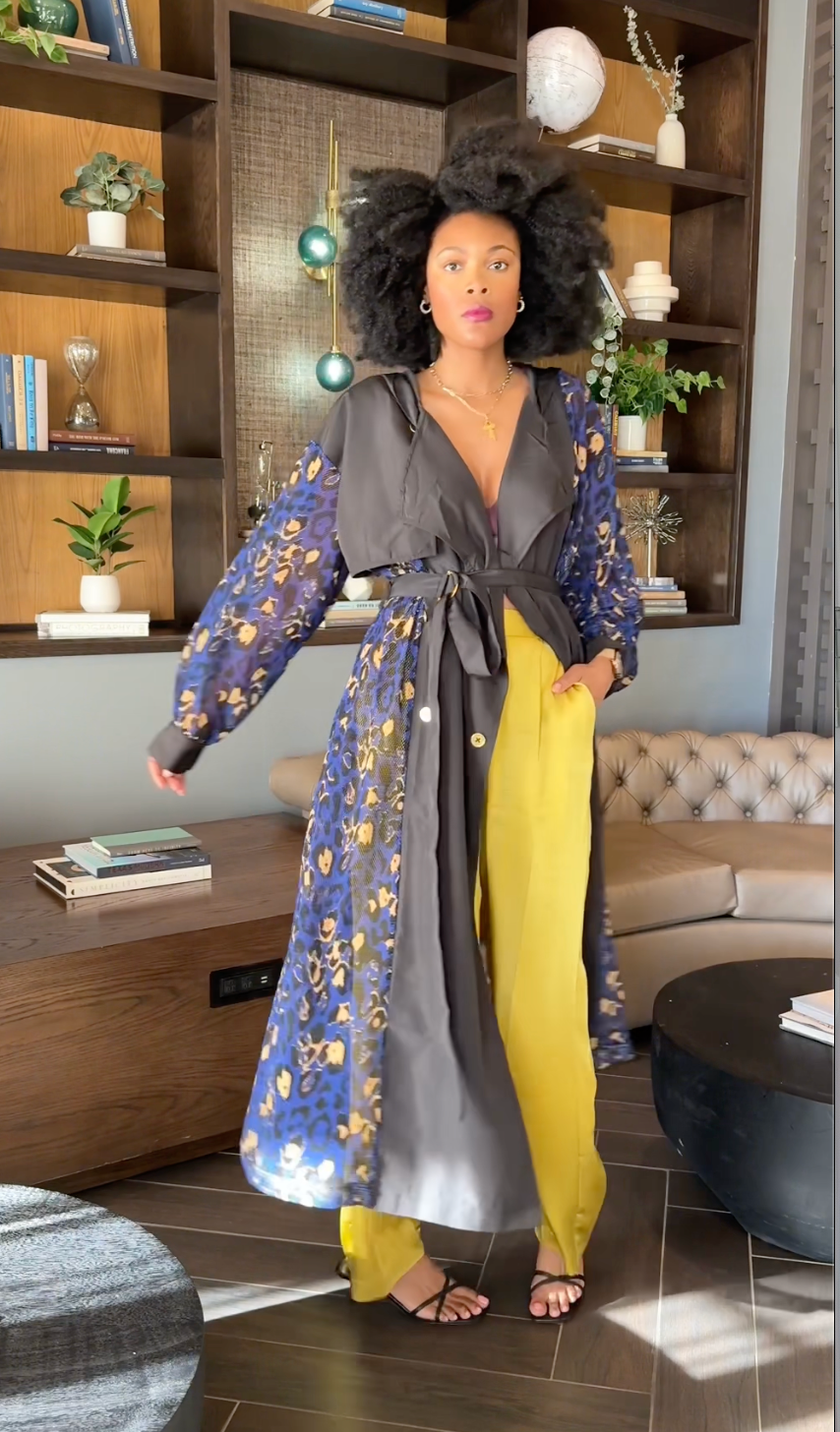 Sherbert Blue Mesh Trench Coat  Pardon My Fro
