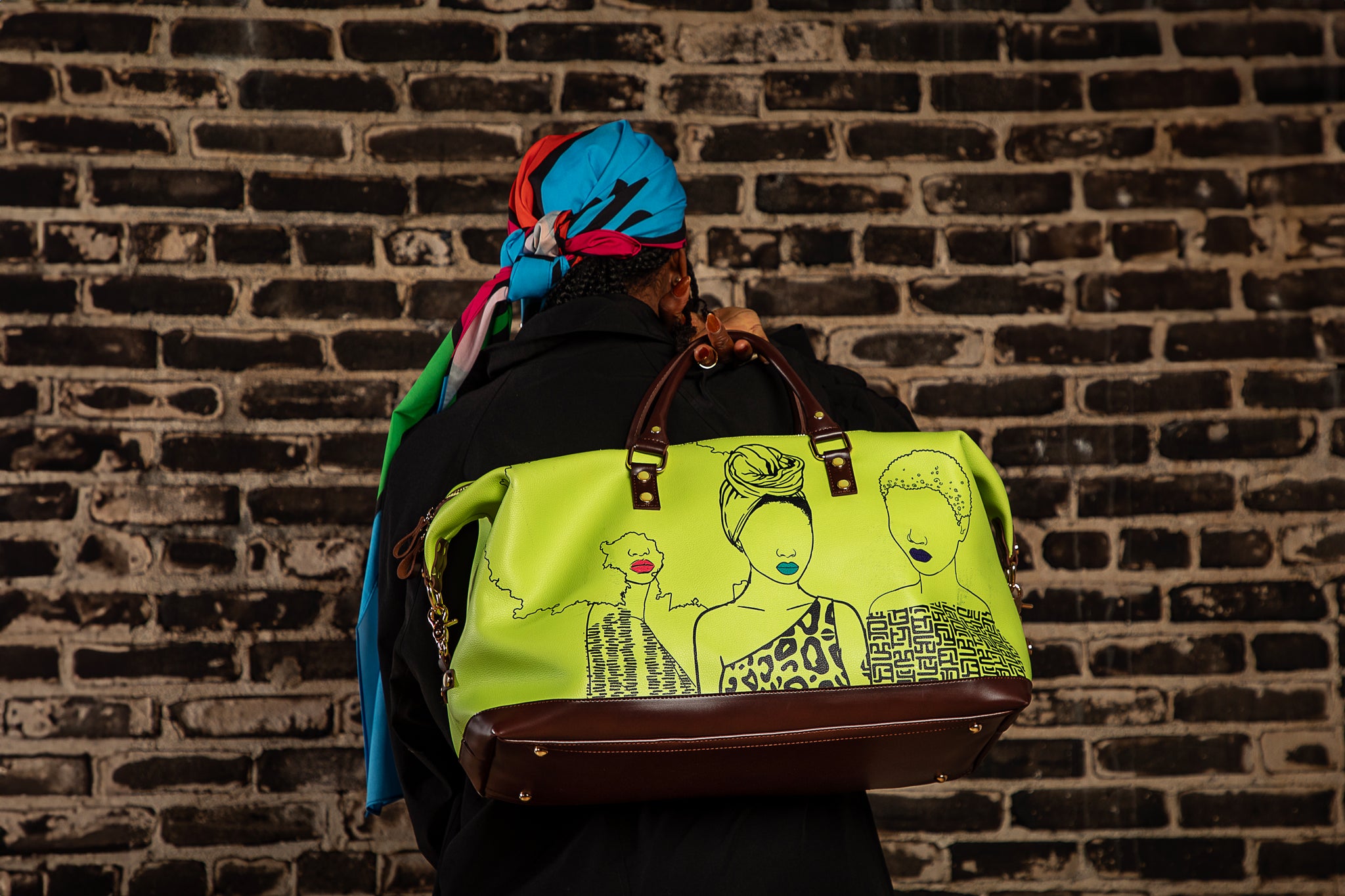 Mahogany Lime Green Travel Bag