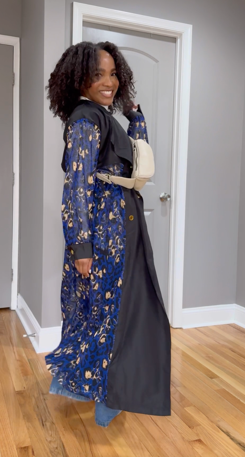 blue trench coat dress Samuel Dong Classic Bubble Dress Coat