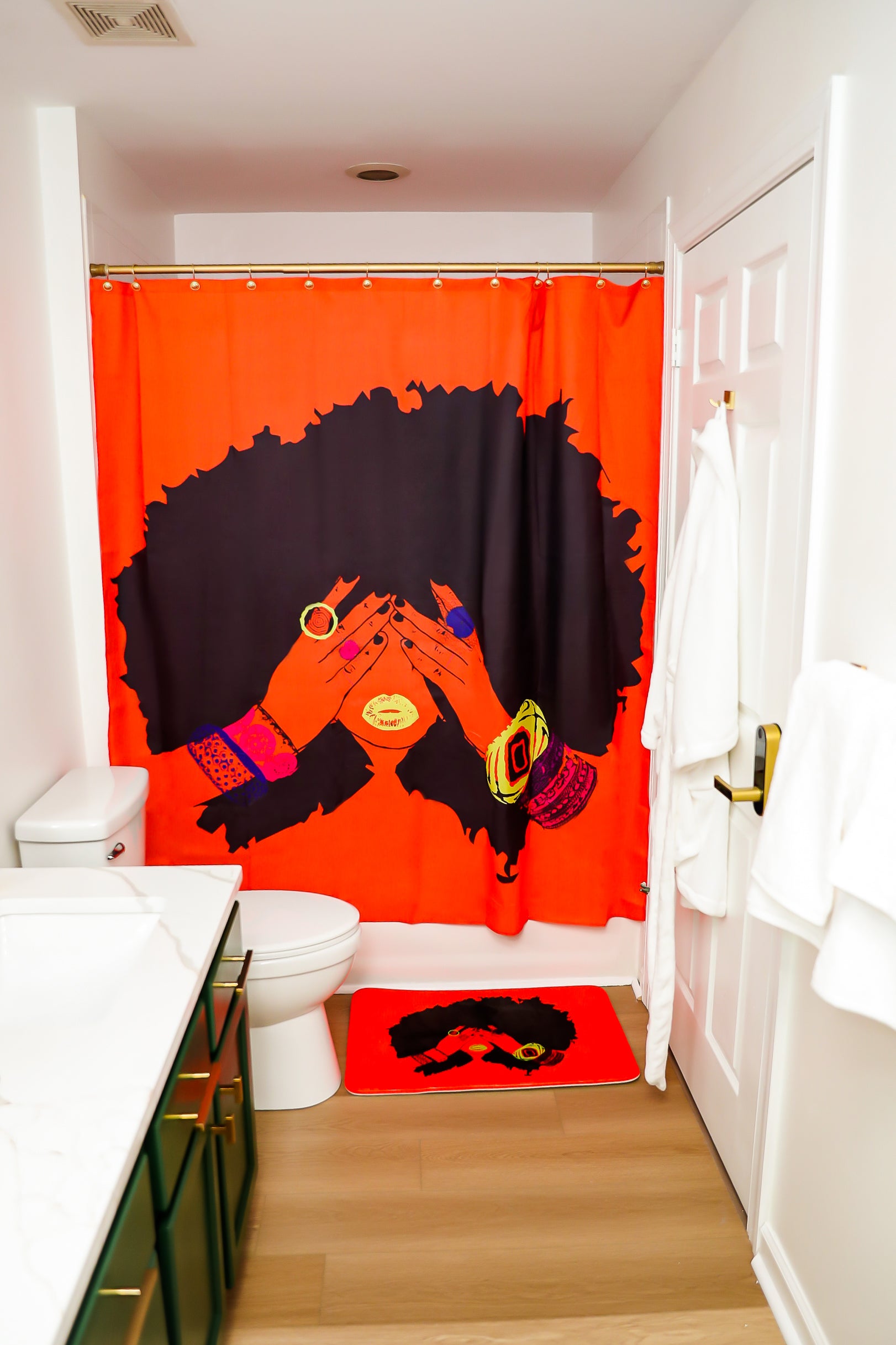 Shanell Orange Shower Curtain Pardon My Fro